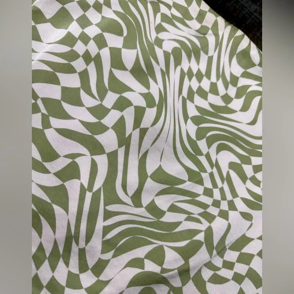 For Love & Lemons Aiko Green Pink Disoriented Checkered Mini Skirt Sz Medium - Picture 7 of 16